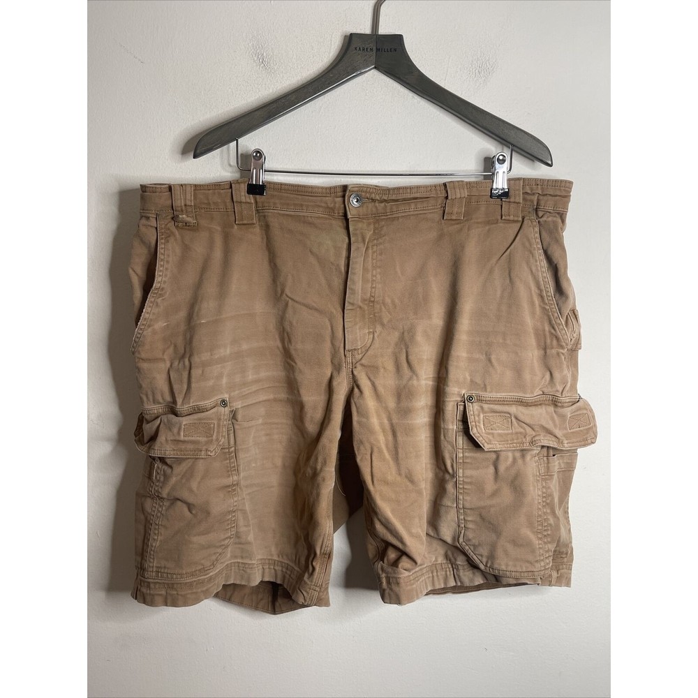 Duluth Trading Shorts Mens 42 Brown Canvas Flex Fire Hose Cargo (Stains)